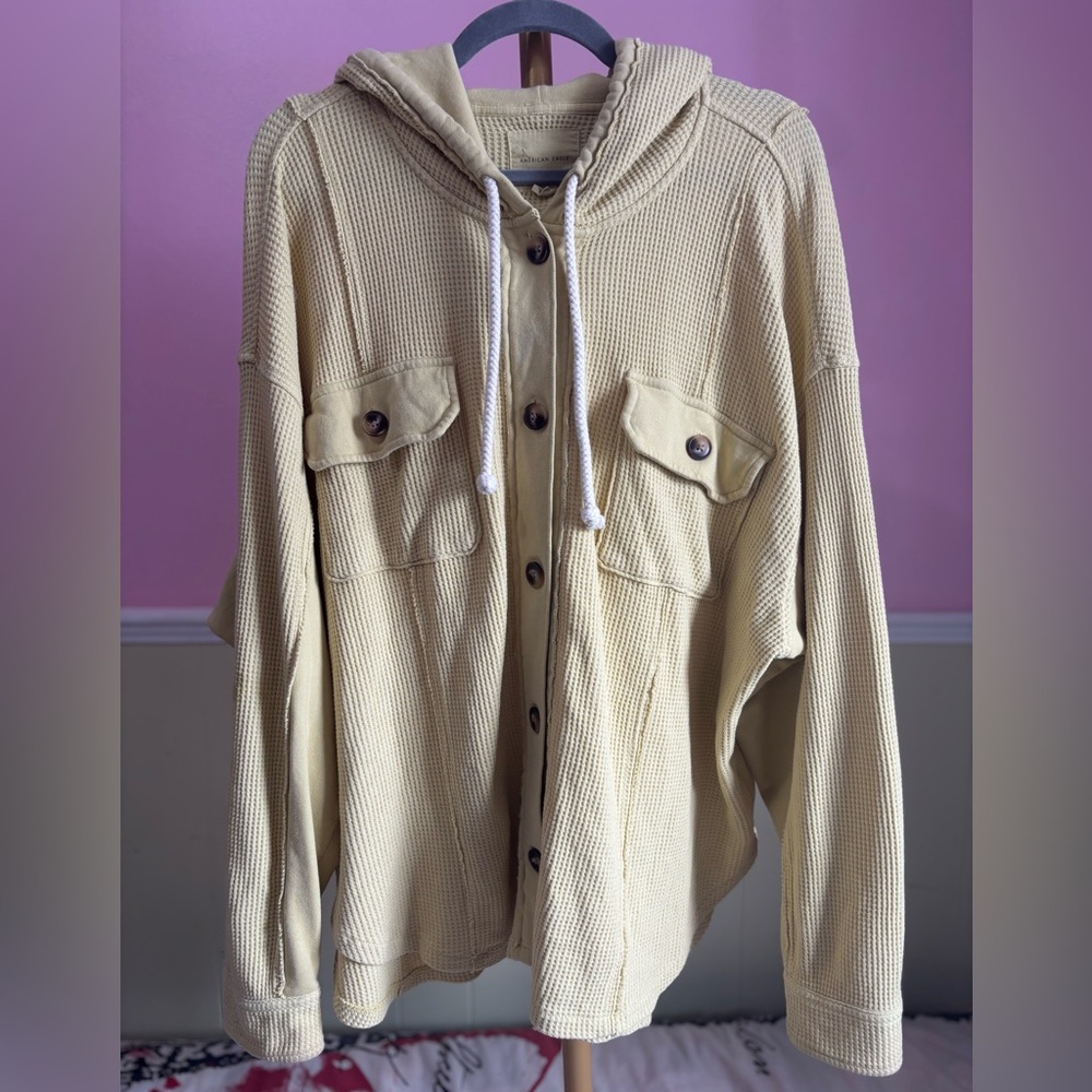 American Eagle Outfitters Cream Hooded Sweater